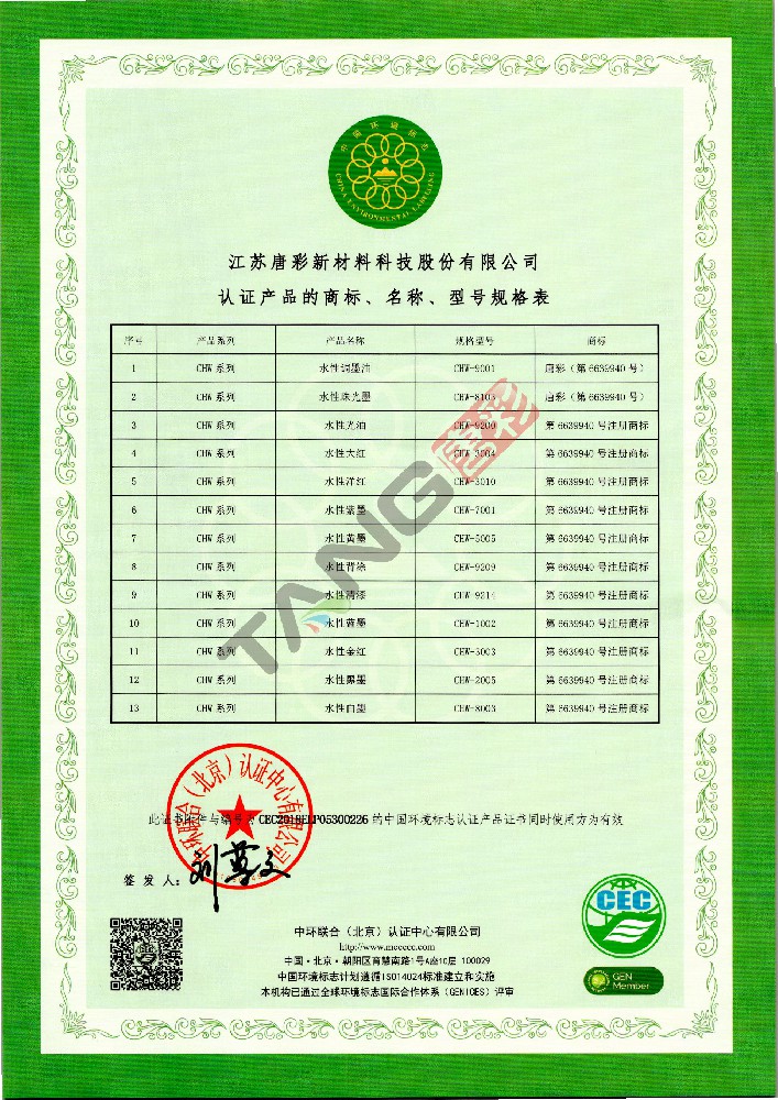 中國環(huán)境標(biāo)志產(chǎn)品認(rèn)證證書（2）